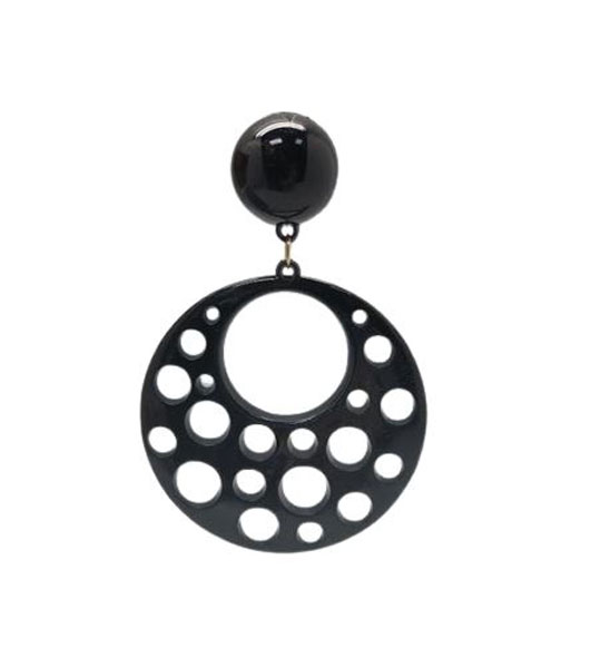 Flamenco Earrings in Plastic with Holes. Black